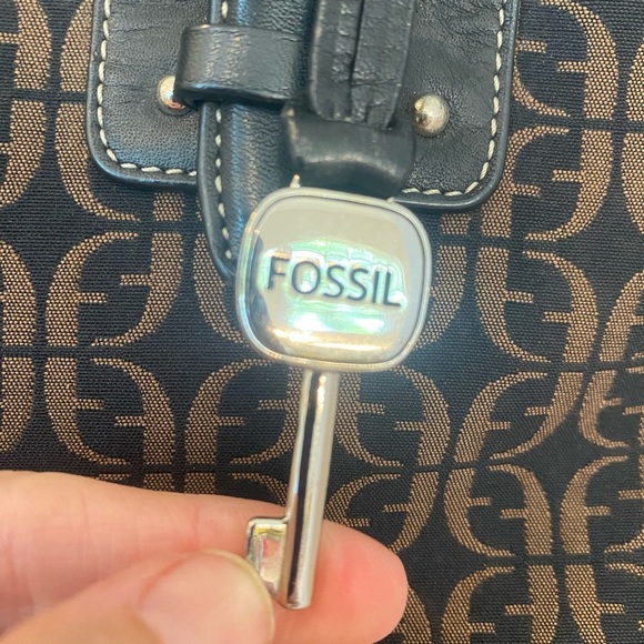 Fossil Signature Canvas and Leather Monogram Print Tote - Picture 3 of 8